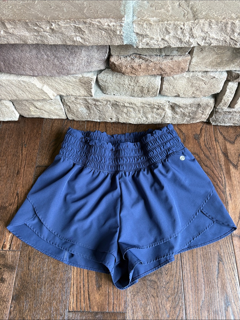Apana Deep Blue High-Waist Athletic Shorts